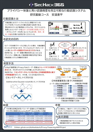 プライバシー保護と高い認識精度を両立可能な行動認識システム